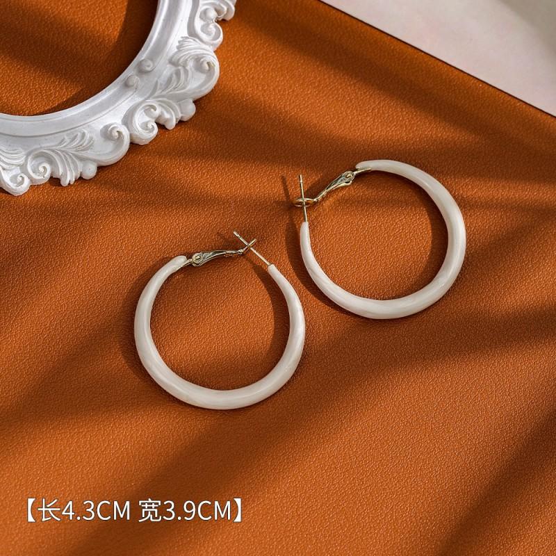 Pastel Macaron Earrings Women Dainty Drop Hoop Studs With Post Geometric Round Design Fresh Sweet Style