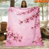1pc Pink Cherry Blossom Blanket Suitable for All Seasons, Soft Flannel Throw Bedspread with Pink Print, Machine Washable Cozy Bedspread for Couch,, Do