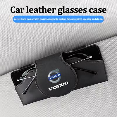 Car Glasses Case Sun Visor Leather Eyeglass Clip Auto Interior For Rdesign XC60 XC90 V40 EX30 S60 C30 V70 S90 XC40 V50 V60
