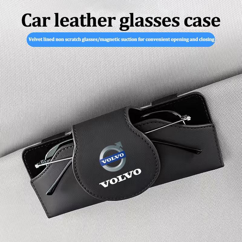 Car Glasses Case Sun Visor Leather Eyeglass Clip Auto Interior For Volvo Rdesign XC60 XC90 V40 EX30 S60 C30 V70 S90 XC40 V50 V60