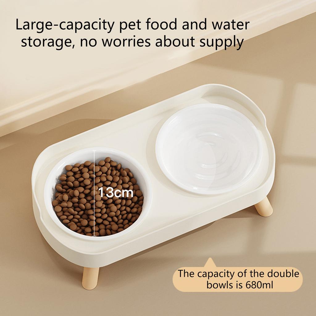 Elevated Cat Dog Food Water Bowl Set With Splash Guard Nonslip Base And Double Container For Small Pet Dishwasher Safe
