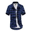 Mens Short Sleeve Lattice Plaid Painting Large Size Casual Top Blouse Shirts,men Blouse