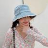Vintage Denim Bucket Hat For Women Tassel Holes Panama Fisherman Cap Foldable Girl Outdoor Beach Fishing Basin Hats