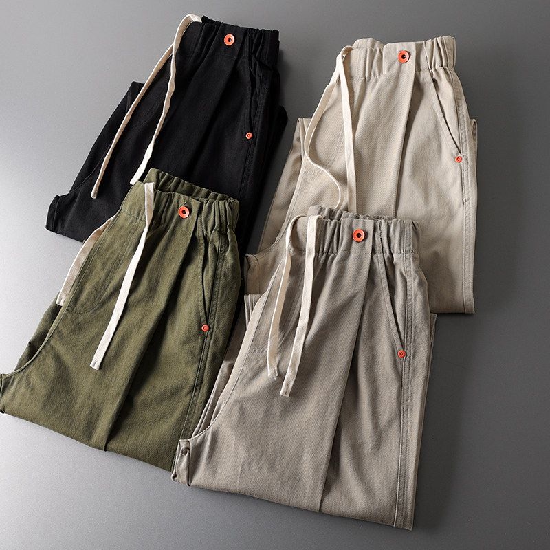 Fashion Brand Japanese Style Ankle-Tied Straight Cargo Pants Autumn and Winter