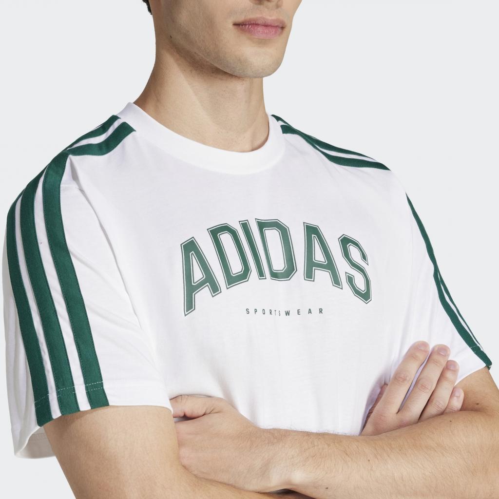 Adidas Logo Striped Round Neck Short Sleeve T-Shirt Men Tops White JJ3868