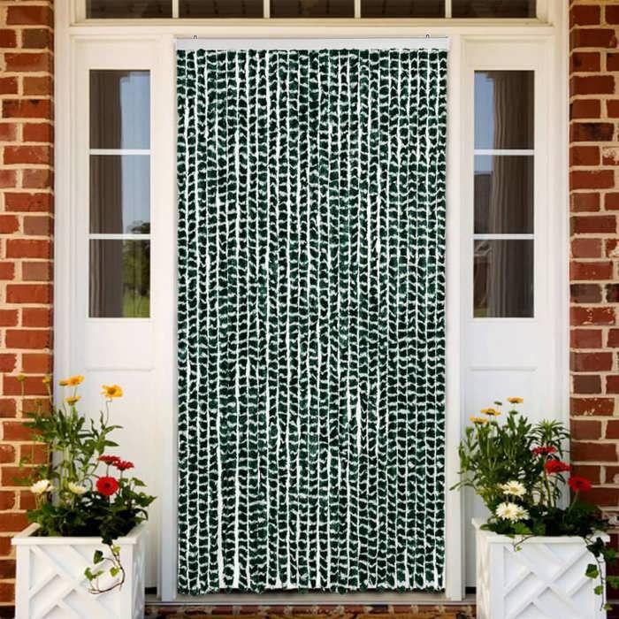 VidaXL Rideau anti-mouches vert et blanc 118x220 cm chenille, rideau anti-mouche de porte, rideau d’insectes de porte, store 4004887