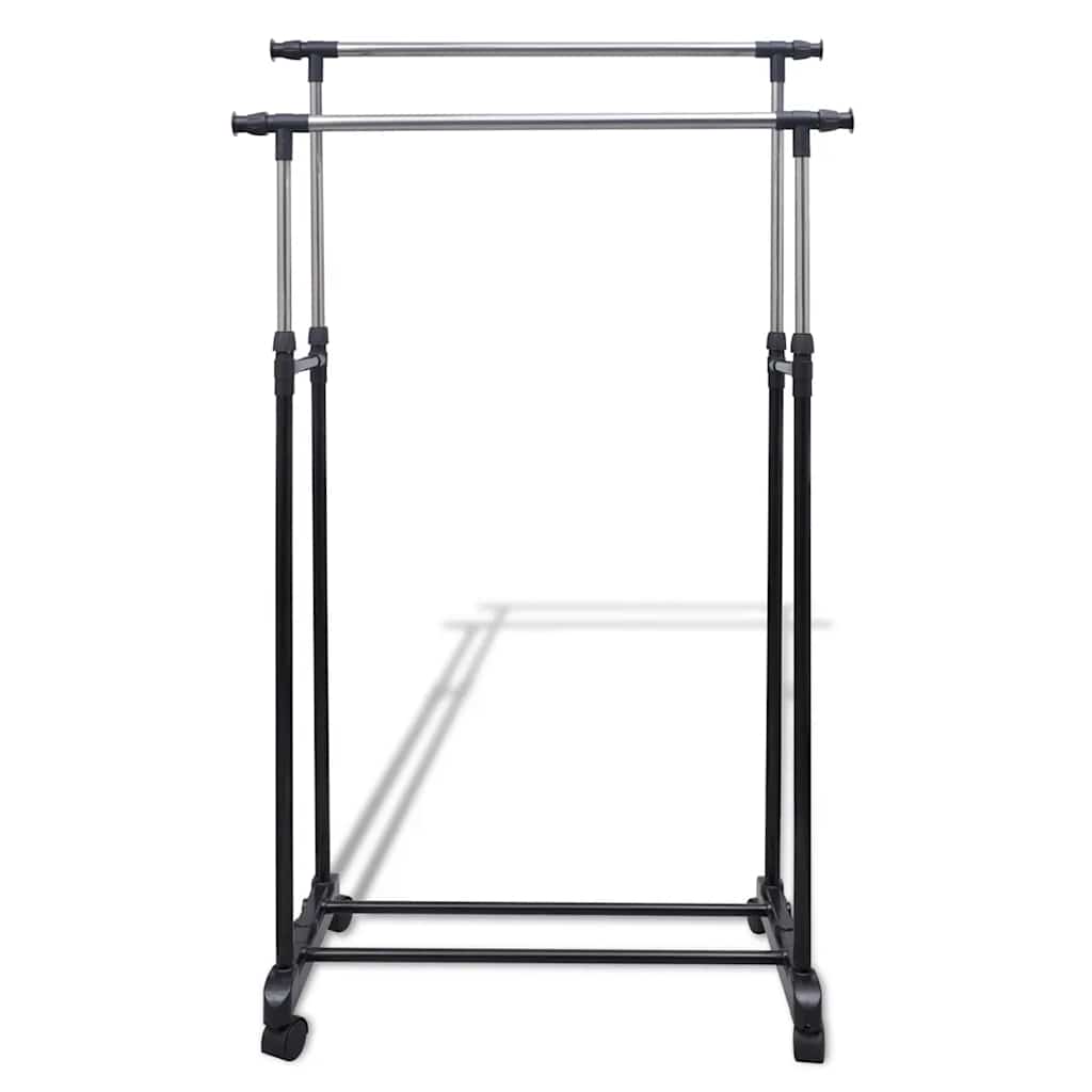 Adjustable Clothes Rack with 4 Casters and 2 Clothing Rods