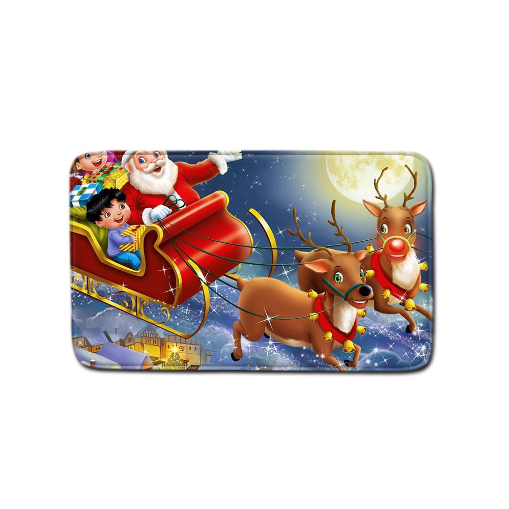 Christmas Bathroom Shower Curtain Four-Piece Combination Floor Mat Bathroom Water Absorbent Non-Slip Door Mat Bedroom Carpet