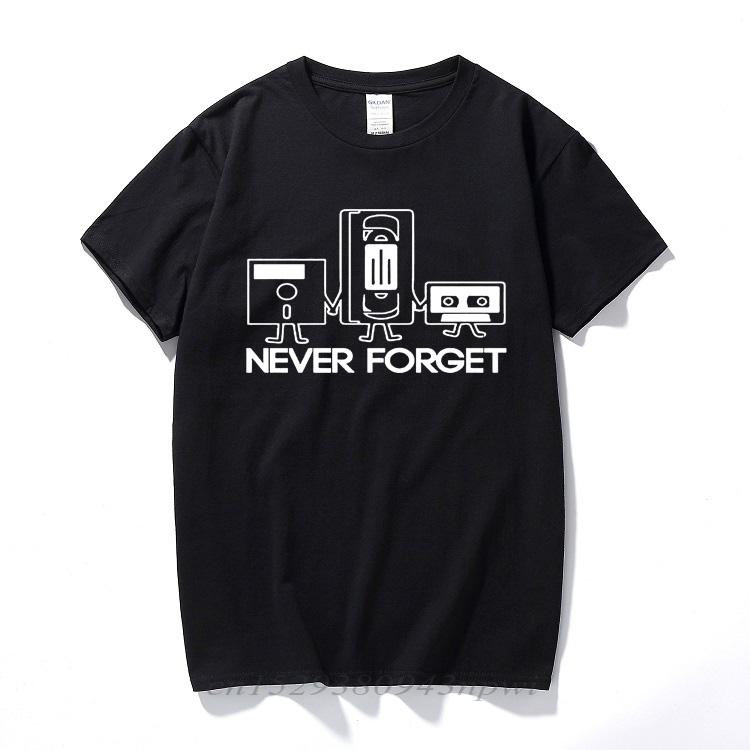 Fashion New Tshirts Men Short Sleeve Never Forget Floppy Disc VHS Cassette Tech Geek Print T Shirts Male Undershirts Tshirts