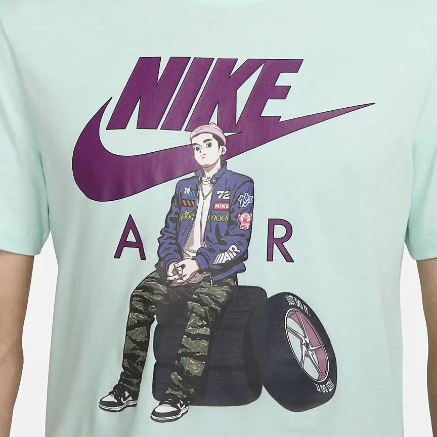 Nike Loose Fit Graphic Letter Crew Neck Short Sleeve T-Shirt Men Tops Green FD1333-346