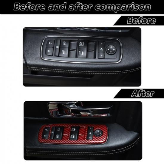 For Dodge Charger 11+/RAM 1500 10-17 Window Lift Switch Cover Trim Red Carbon