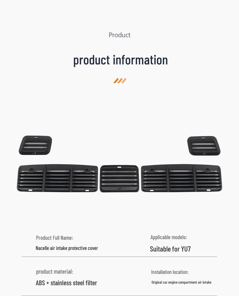 Xiaomi YU7 Front Cover Anti-Clogging Air Intake Insect Screen Dustproof Protection Accessory