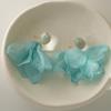 Resin blue chiffon flower fringed earrings fashion super fairy stud earrings light luxury high-end temperament earrings
