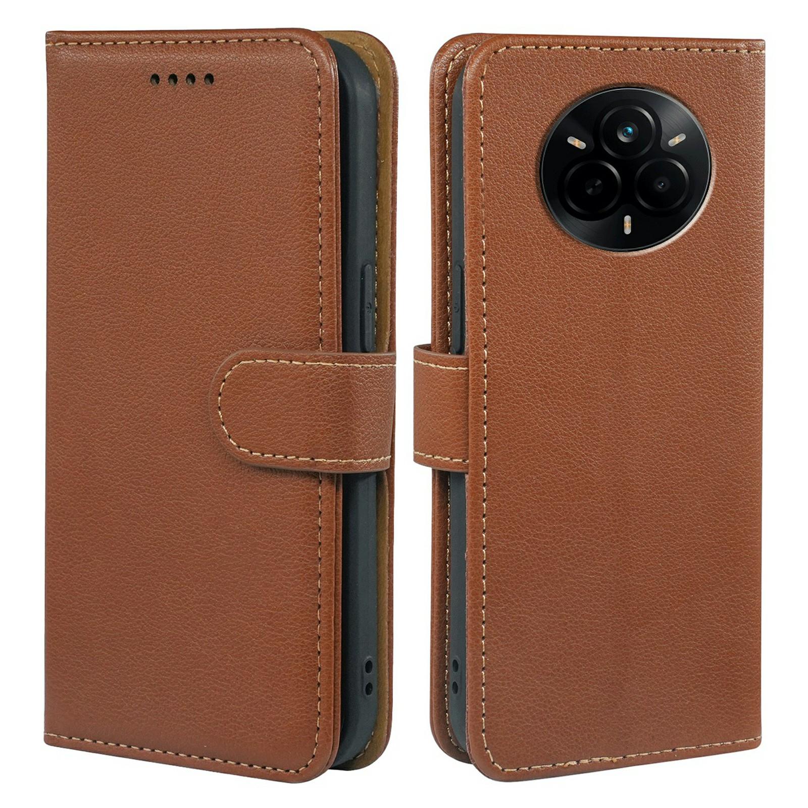 

For Realme 14 Pro 5G Case RFID Blocking Wallet Litchi Texture Leather Phone Cover Magnetic Clasp Brown