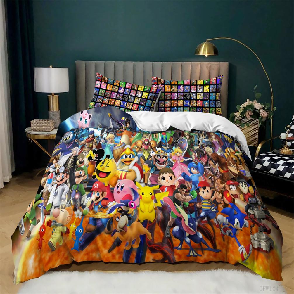 Pikachu Duvet Cover 3D Printed Pokémon Bedding Set Anime Quilt Duvet Pillowcase For Children And Girls Boys Teenagers Adults
