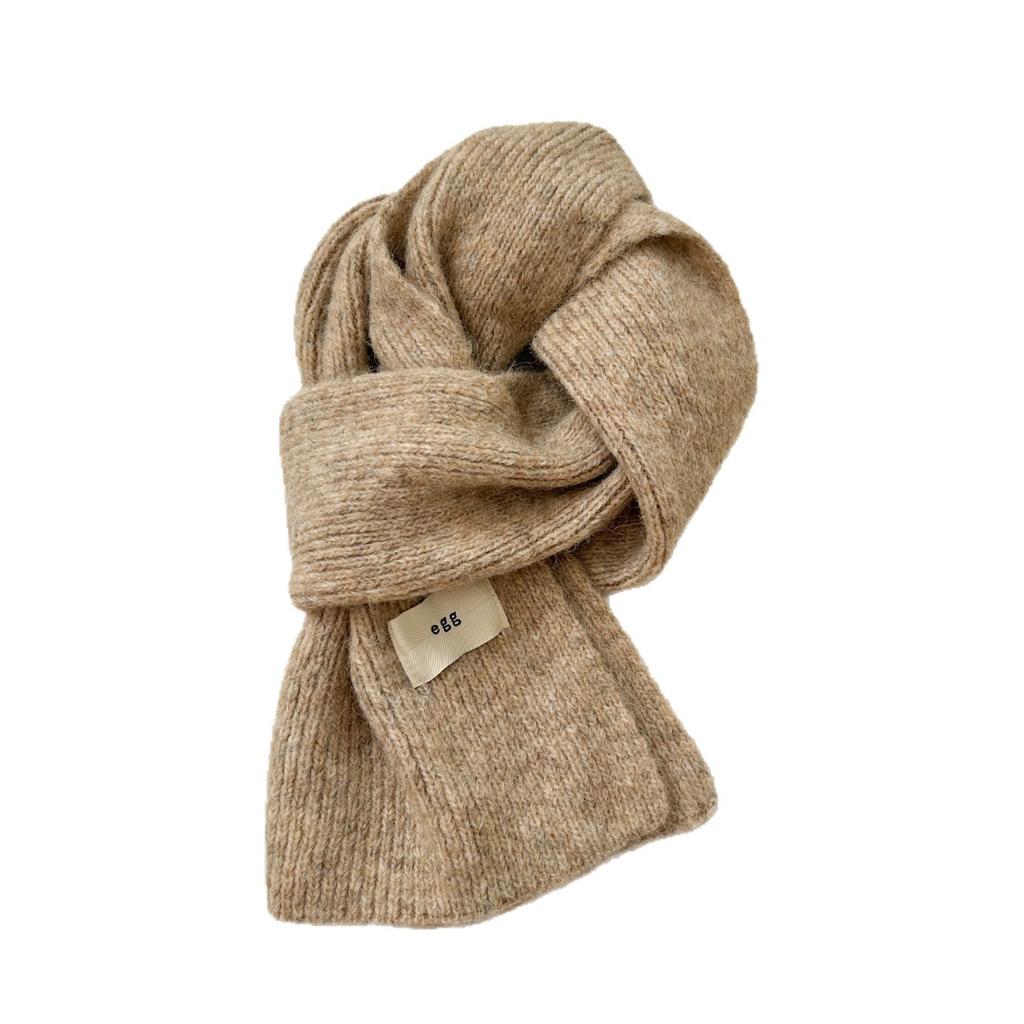 1116 Korean atmosphere solid color knitted scarf autumn and winter women's new Korean egg mohair wool scarf