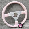 14Inch 350mm JDM Pink Leather Racing Steering Wheel Montecarlo Classic Sports Steering Wheel