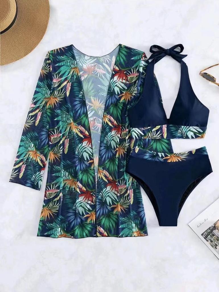 Swimsuit European And American Three-Piece Suit Split Bikini Sexy High Waist Swimsuit Women'S Bikini New