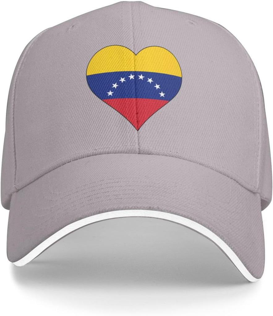 Venezuela Flag Heart Baseball Cap Polyester Adjustable Outdoor Sun Hat Unisex
