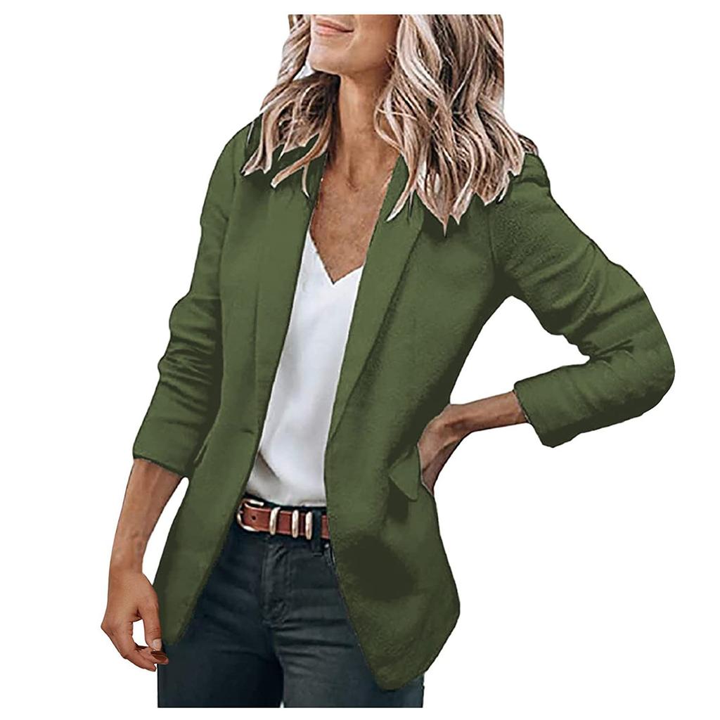 Women's Casual Lapel Open Front Cardigan Long Sleeve Work Suit Jacket Coat