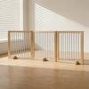 Freestanding Wooden Pet Gate with Folding Panels for Indoor Doorways