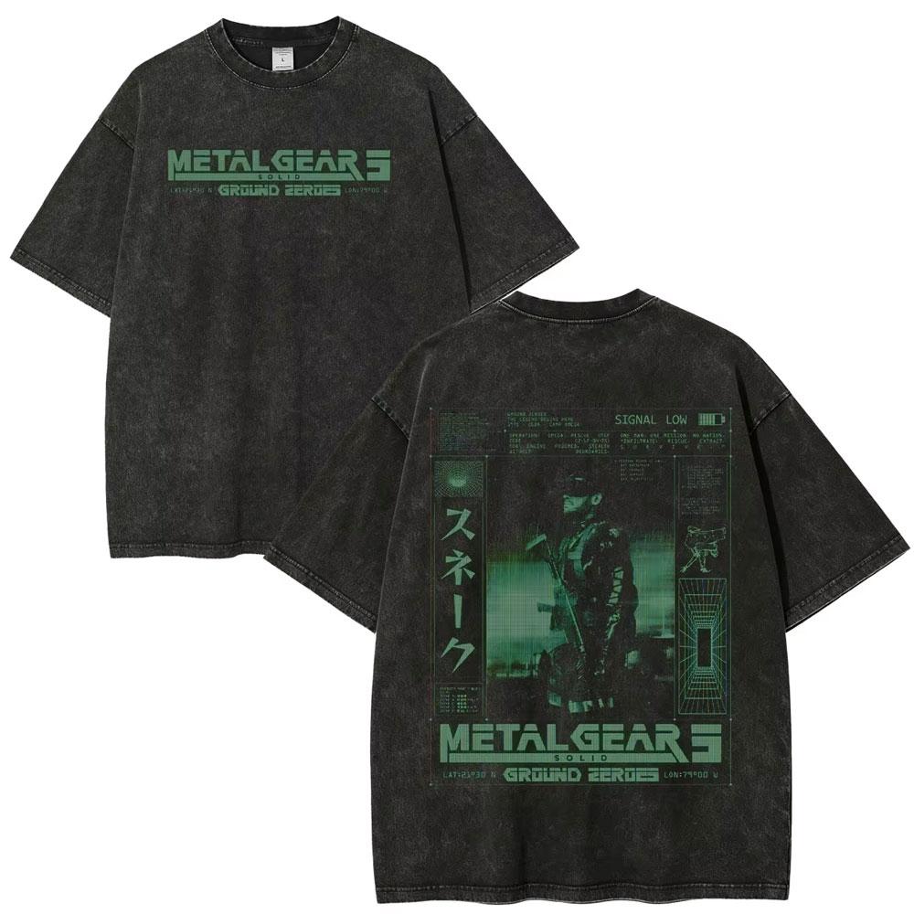 Hot Game Metal Gear Solid 3 Snake Eater Vintage Washed T Shirt Unisexs Loose Player Fans Fashion Short Sleeve Tshirts Streetwear
