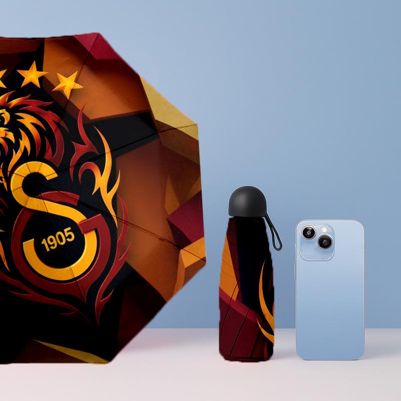Galatasaray FC Mini 5 Fold Pocket Umbrella Compact Lightweight Anti UV Rain Sun Protection Umbrella Portable Travel Umbrella