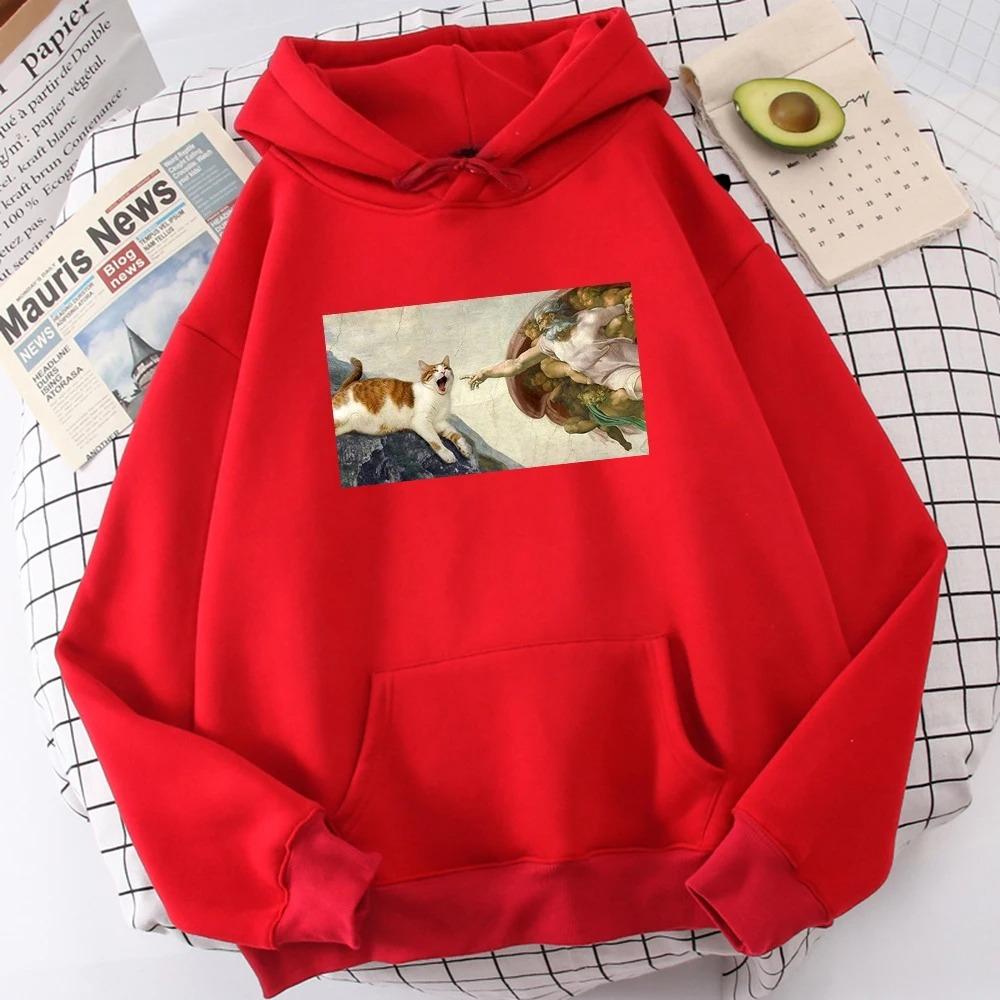 The Creation of Adam Printing 2025 Autumn and Winter Women Hoodies Fleece Casual Sweatshirt Fashion Pullover Clothing