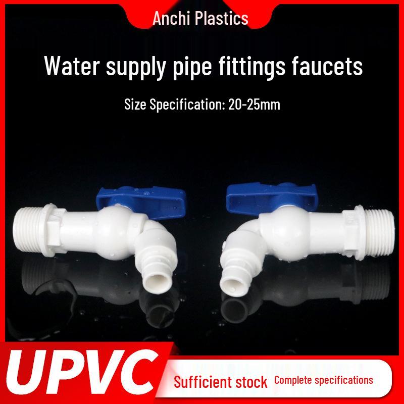 PVC Washing Machine Faucet, Plastic, Threaded Male Spout, Single Outlet, 4/6 Point, for Home Improvement & Building Materials.