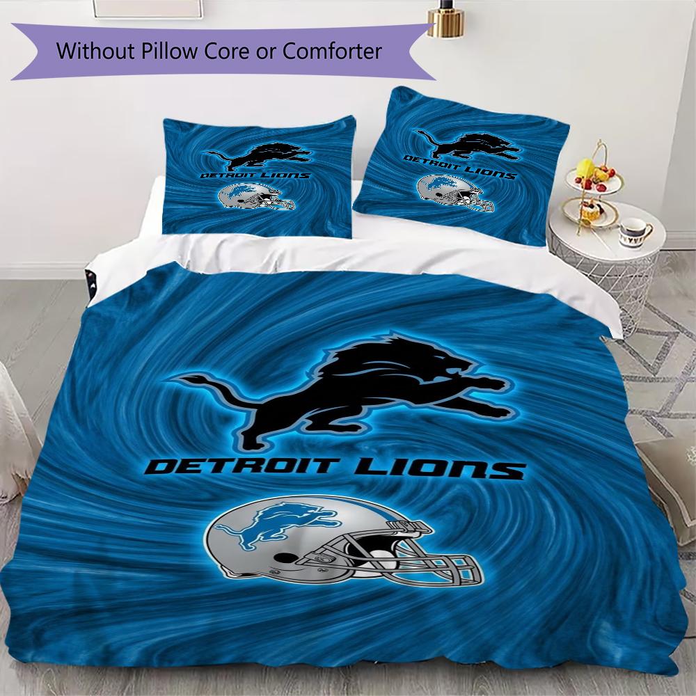 Detroit Lions Pattern Bedding uilt Set uilt Cover Pillowcase Home Decoration Birthday Gift (1*duvet cover + 2*pillowcase without core)