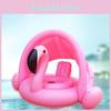 Inflatable Flamingo Seat Ring With Canopy Sunshade Cover Water Play Toy For Kids