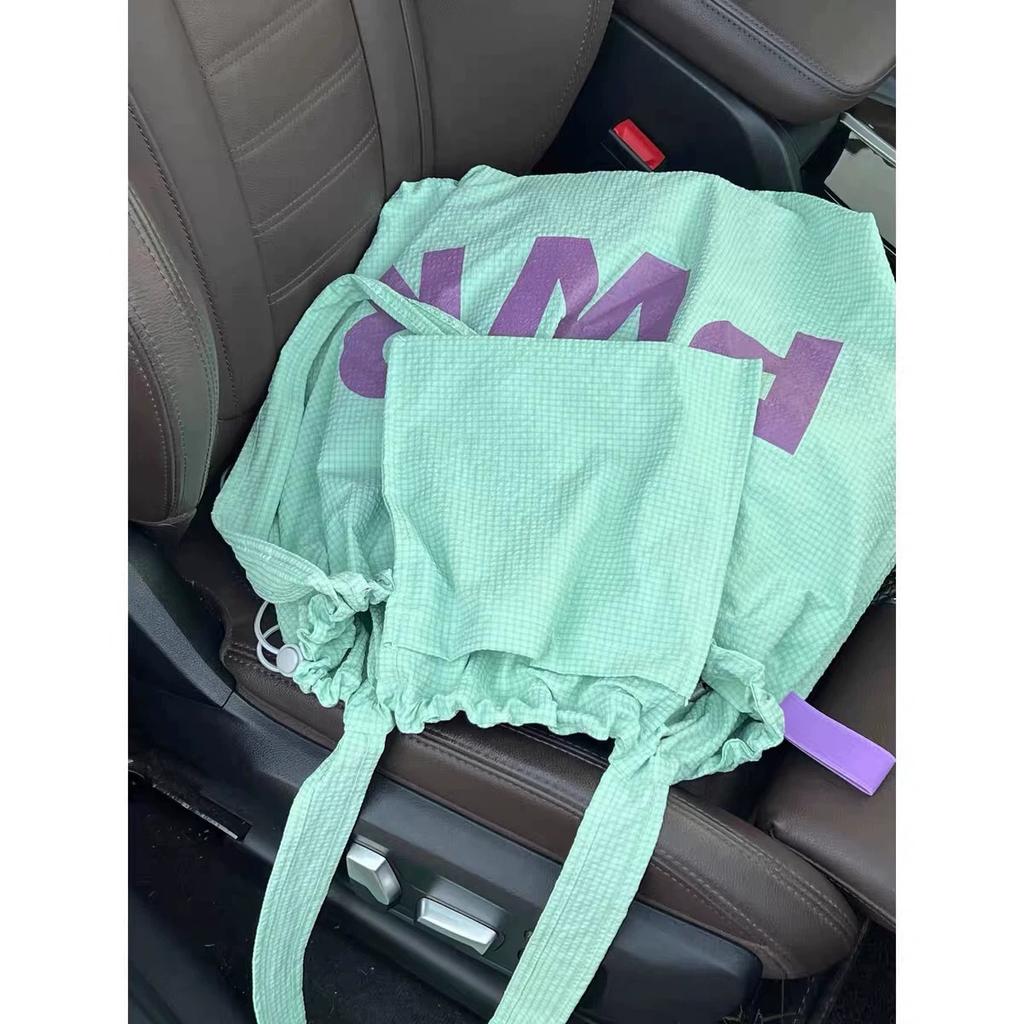 Lazy wind bag women's drawstring large capacity portable shoulder bag letter out shopping bag tote bag