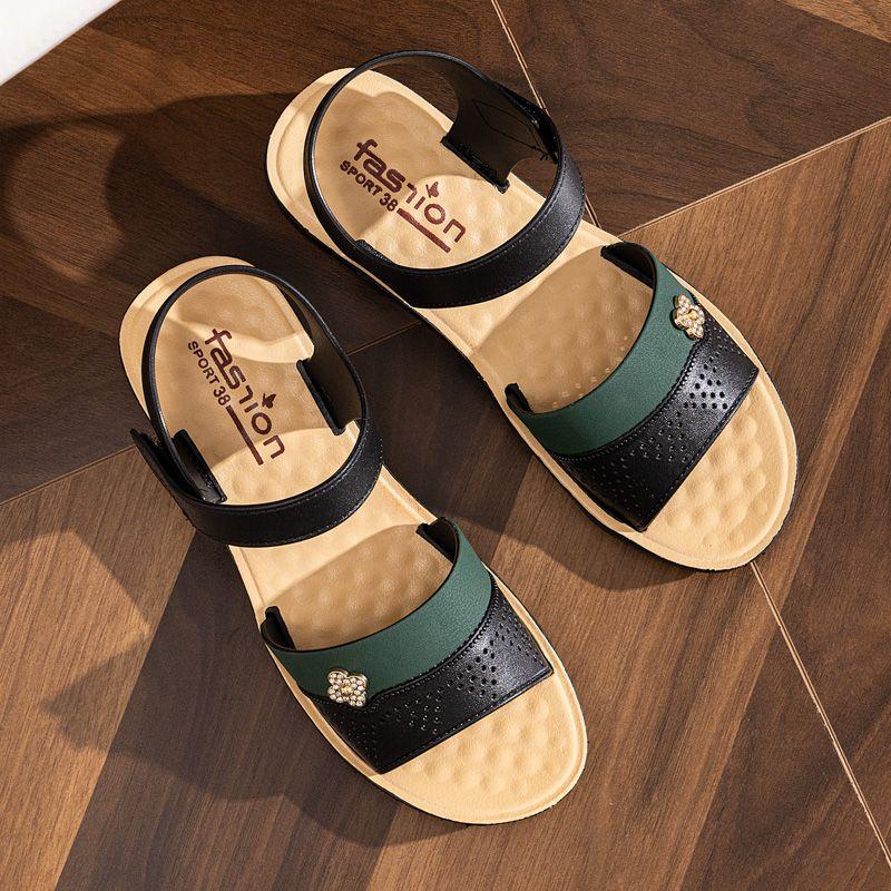 

Новые модные женские сандалии с ремешком на щиколотке, пляжные сандалии, удобные плоские сандалии с открытым носком, женская плоская прогулочная обувь для женщин 40 зелёный