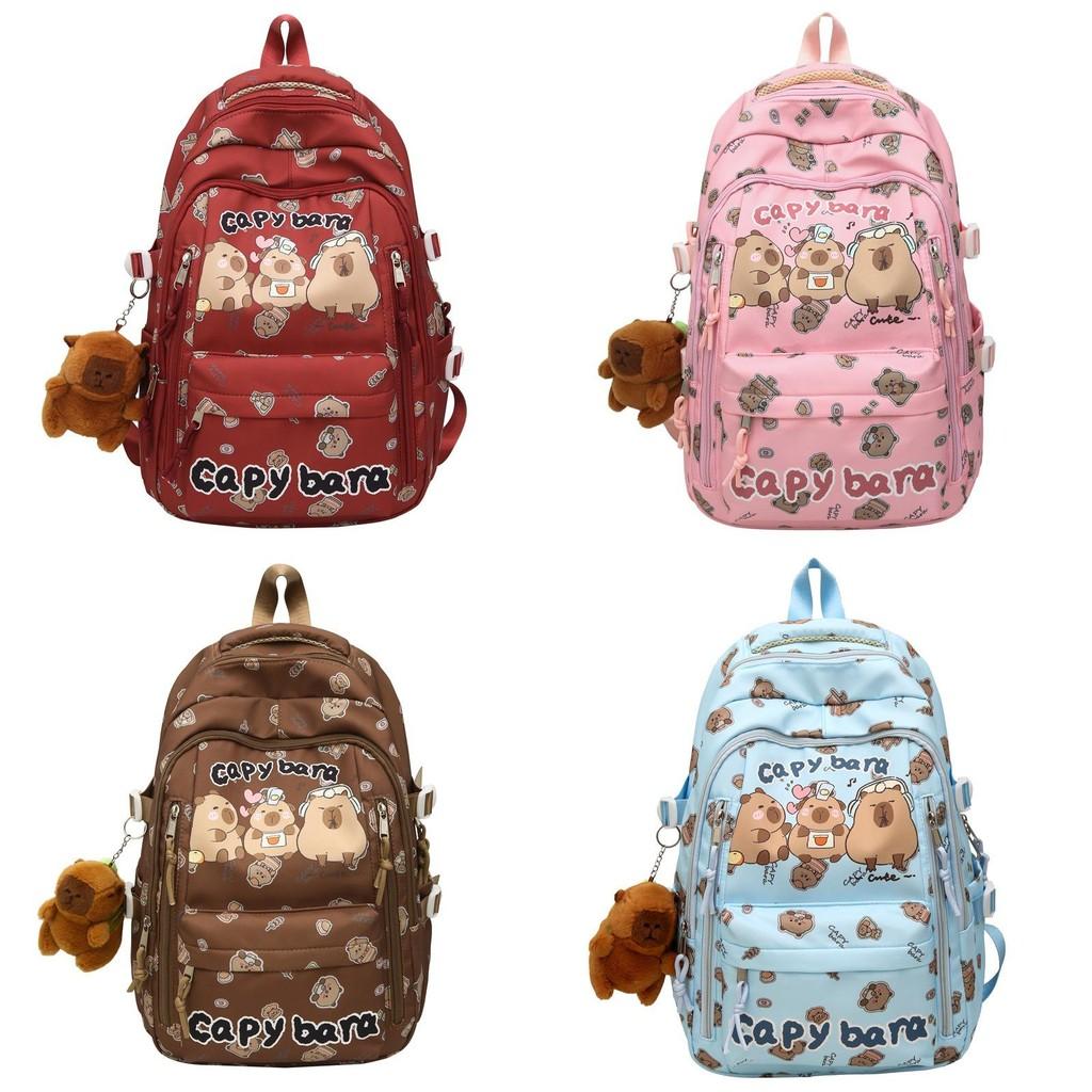 Capybara Cartoon Pattern Backpack Large Capacity Shoulders Bag Gift Children