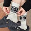 Ethnic-style Socks for Women, Mid-calf Socks for Autumn and Winter, Black, White and Grey, Retro Artistic Pile Socks, Cool Cotton Socks