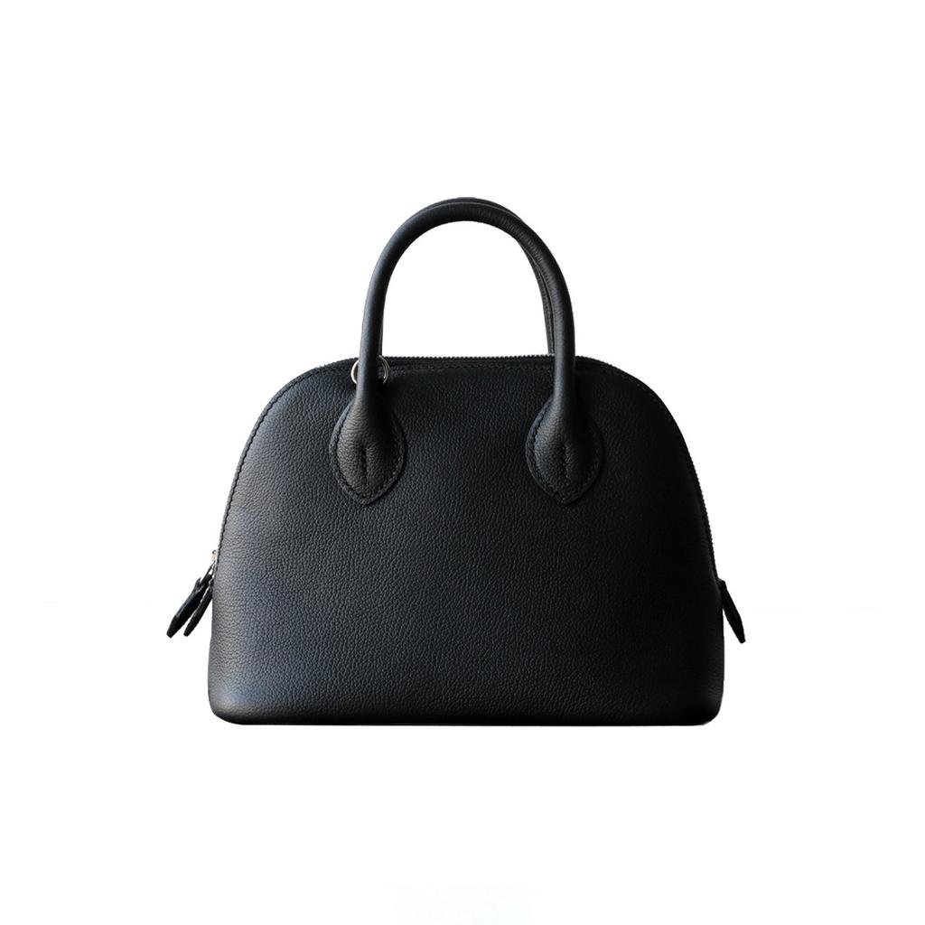 First Layer Cowhide Handheld Women's Bag, High-end Niche Design, Shell Bag, Simple and Versatile Mini Messenger Bowling Bag