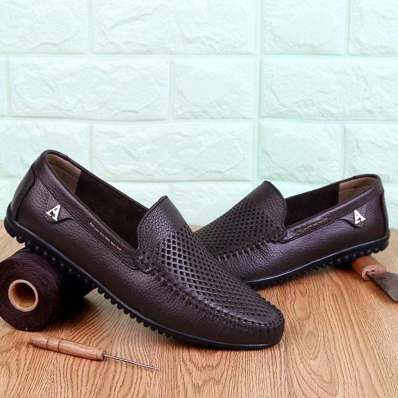 Round Toe Non Slip Man Casual Shoe Slip-on Soft Sale Cowhide Classic Original Common Retro New In Social Leather Shoes for Men