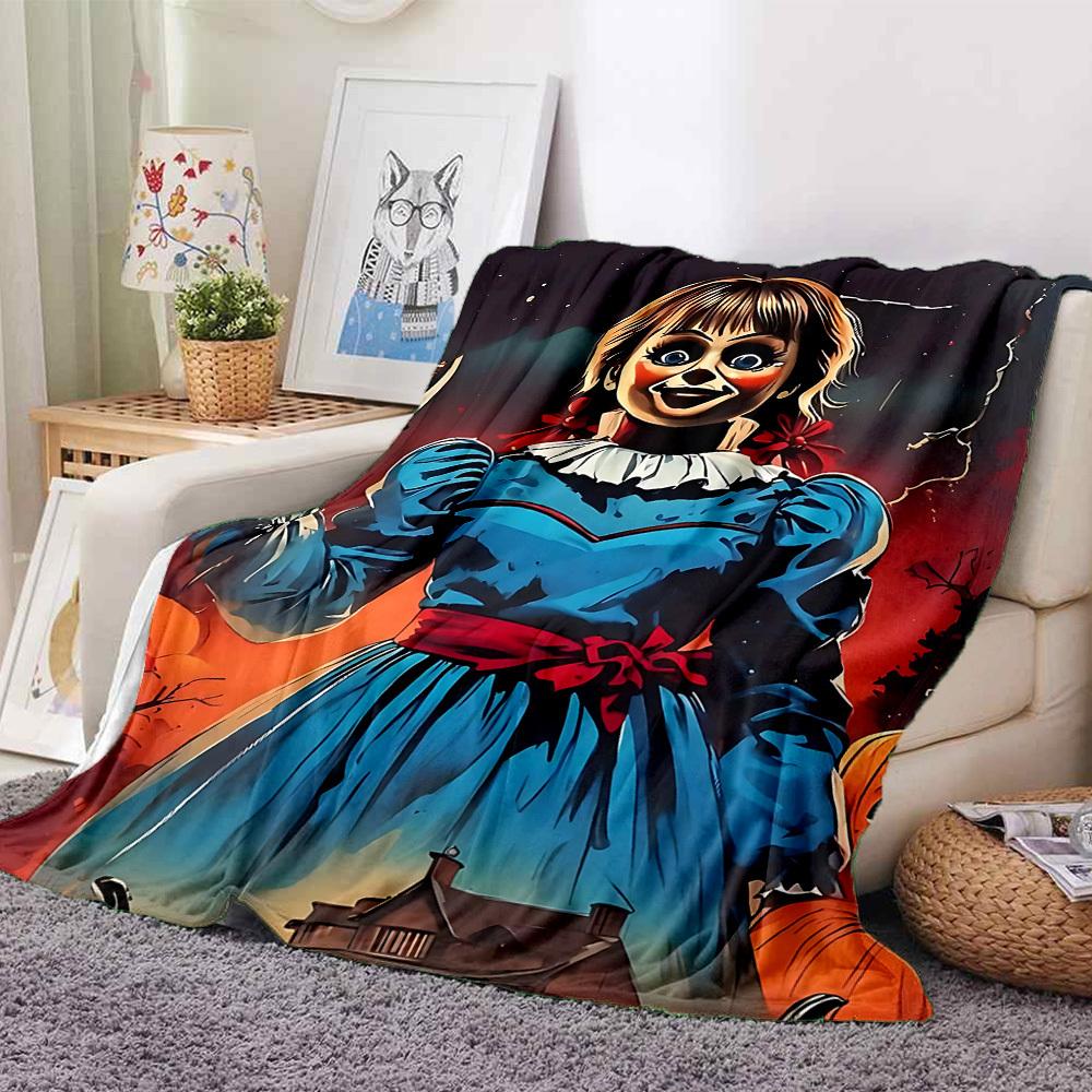1PC Annabelle Doll Blanket Soft Warm All Season Throw for Sofa, Bed, Car, Office Vibrant Colorful Design, Durable & Cozy Gift