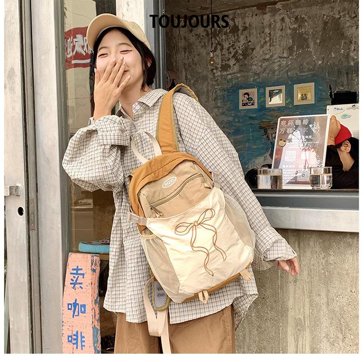 Schoolbag manufacturers wholesale girl small fresh embroidery bow backpack school super light cute schoolbag short-distance backpack tide