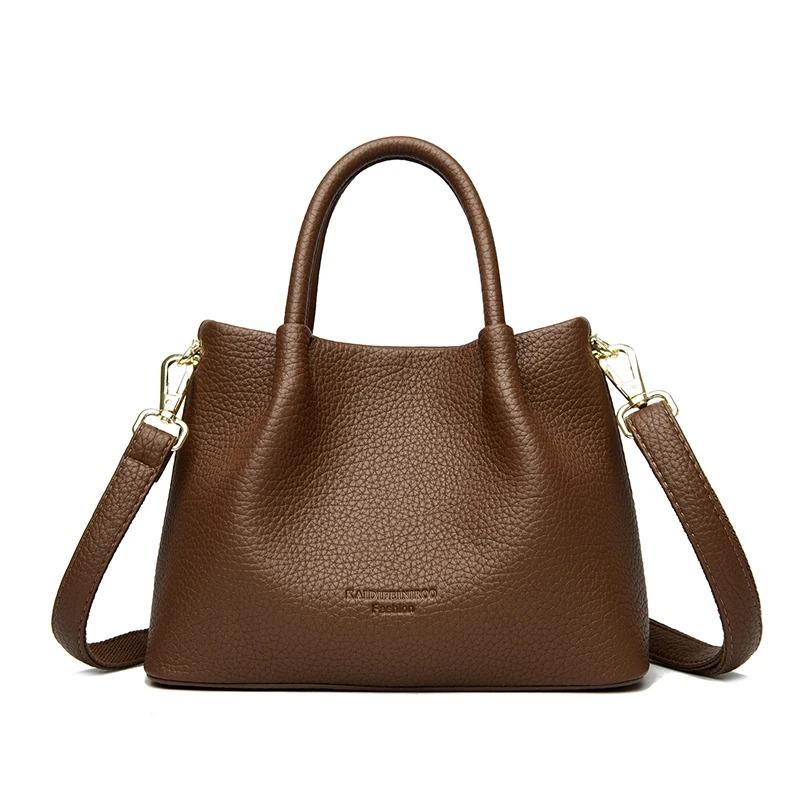 Ladies' Soft Leather Tote Bag, Luxury Designer Handbag, Solid Color Ladies' Shoulder Bag, and Minimalist Crossbody Bag