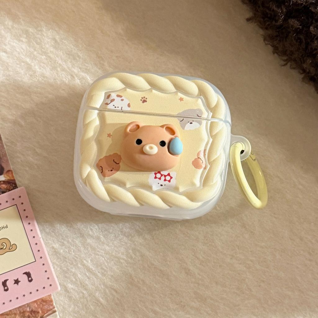 Sweat bear applies to Apple AirPods protective case 4th generation Bluetooth headset 1/2 milk yellow hanging ring Pro 2 matte 3