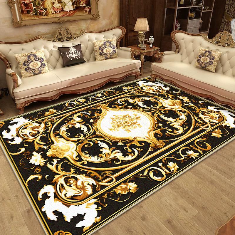 Tappeto di Lusso Dorato per Soggiorno Europa Grande Area Divano Tappeti Lavabili Decorazione Casa Tappetino Antiscivolo per Camera da Letto Comodino