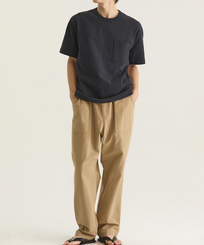 Oteumilkape Herringbone Fatigue Pants - Beige