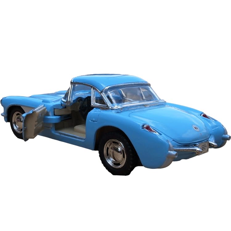 Scale 1957 Chevrolet Corvette Diecast Model Light KINSMAT 1/34 Car, Blue,