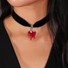 Y2K Dropping Blood Heart Choker Necklace Black Velvet Red Heart Pendent Choker Vampire Jewelry Gift For Women