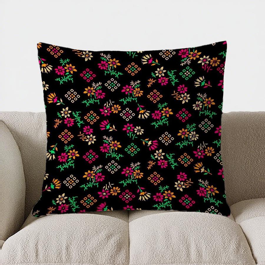 Colorful Floral Pattern Double-sided Printed Pillow Cover Short Plush Suitable Living Rooms Bedrooms Sofas Throw Cushion Cover