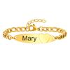 Free Engraving Heart Shape Bracelet for Baby,Child's Custom Name Date Bracelet, Gold Color Stainless Steel Bracelets As Gifts
