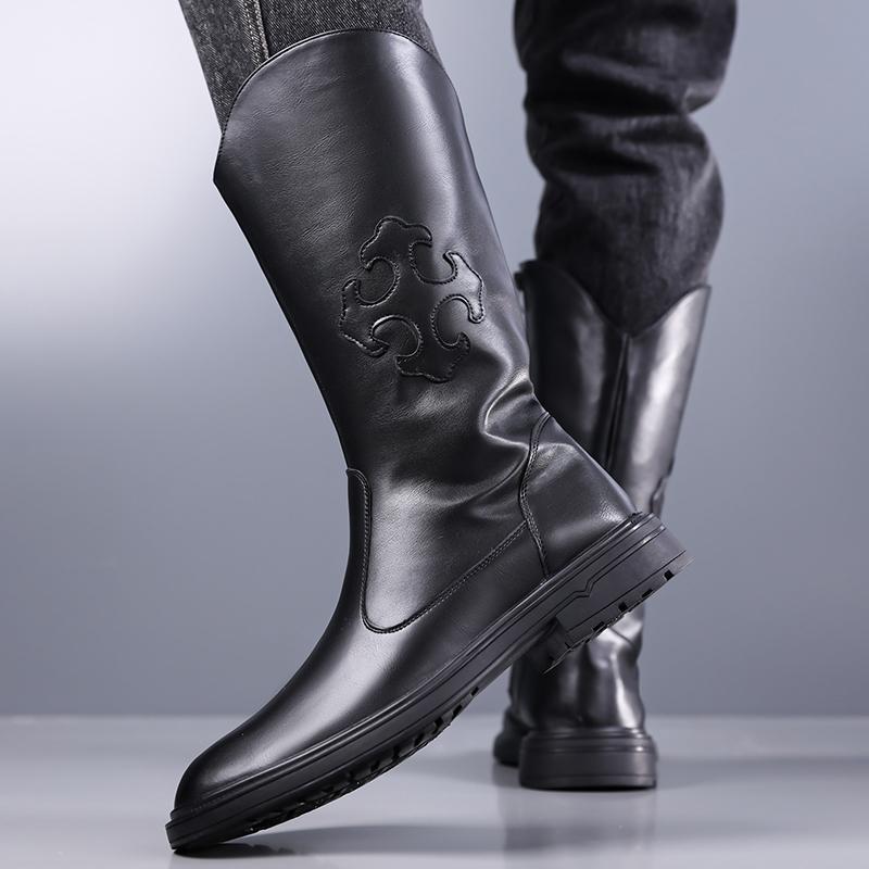 Men`s Motorcycle Boots Western Boots Black