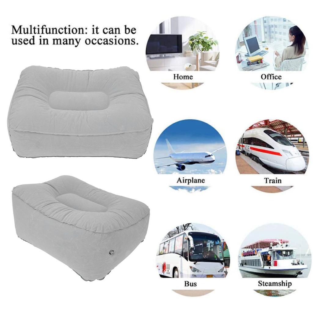Inflatable Foot Rest for Air Travel Multifunctional PVC Flocking Portable Leg Rest Pillow