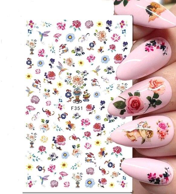 3D lepidlo Květiny Nálepka na nehty Tulipán Okvětní lístky Javor Růže DlY Voděodolné Obtisky na nehty Doplňky pro zdobení nehtů Dekorace na nehty